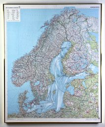 Signed Nord Europa Map Painting