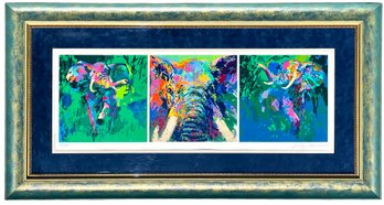 Framed Color Serigraph, 'elephant Triptych' By Le Roy Neiman (American B.1927)