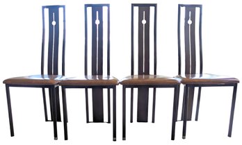 4 Large Dining Chairs With Leather Seat