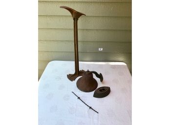 Cast Iron Bell, Shoe Last, Iron, & Barbed Wire