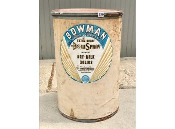 Large Bowman Dry Milk Container