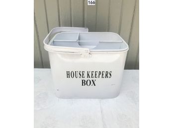 Metal Housekeeper's Box W/Divided Tray & Handle