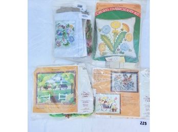 4 Vintage Crewel Kits