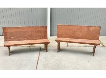 2 Wood School Benches