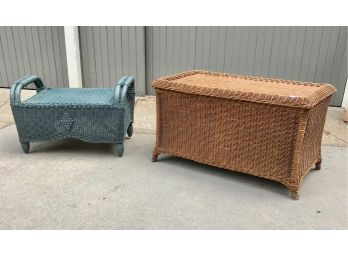 Wicker Chest And Bench