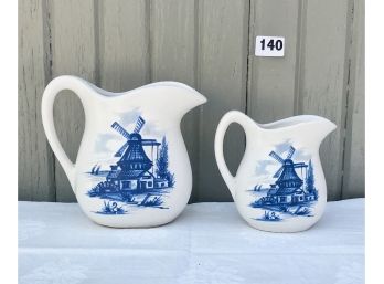 2 McCoy Pitchers With Windmill Motif
