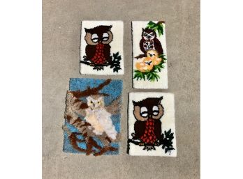 4 Owl Rugs Or Wall Hangings