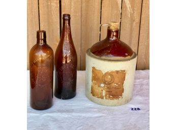 M. Calman Distillery Whiskey Jug & 2 Vintage Bottles