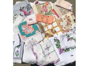 12 Vintage Tablecloths, Some W/Matching Napkins & More