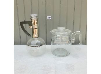 Vintage Inland Coffee Carafe W/Bakelite Handle & Pyrex Glass Percolator