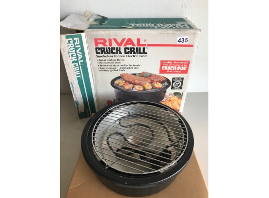 Rival Crock Grill Smokeless Indoor Electric Grill In Box
