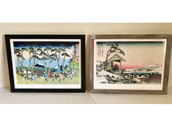 2 Framed Japanese Prints By Katsushika Hokusai From 'Thirty Six Views Of Mount Fuji'