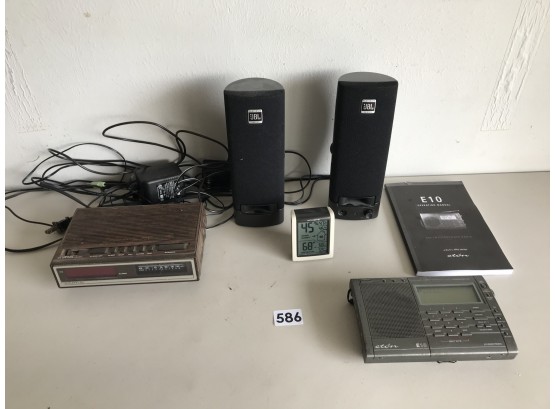 Vintage Shortwave Radio, Digital Clock Radio, Weather Station, & Computer Speakers