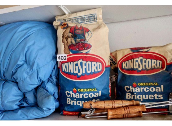 Charcoal, Grilling Tools, & Sleeping Bag