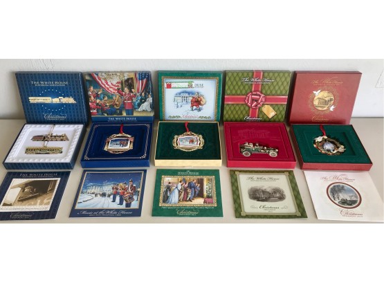 2010, 2011, 2012, 2013, & 2014 White House Historical Association Christmas Ornaments