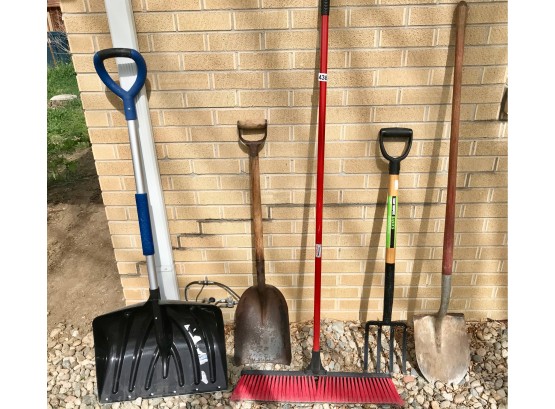 Shovels, Pitchfork, & Brooms