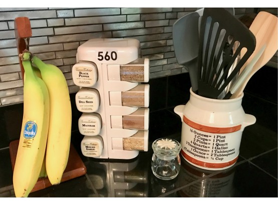 Banana Holder, Spices, Kitchen Utensils, & More