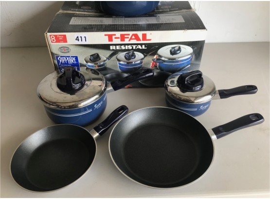T-Fal Resistal Non Stick Pots & Pans Set, Like New In Box