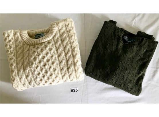 Handknit Aran Wool Sweater & Silk Ralph Lauren Sweater