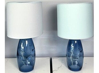 Pair Of Room & Board Grace Blue Glass Table Lamps