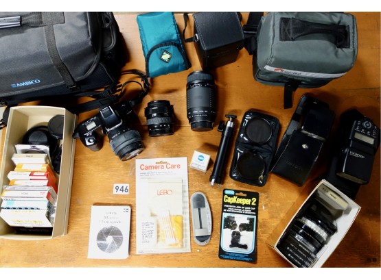 Minolta DB-5 SLR Camera W/Assorted Lens's, Filters, & Bags