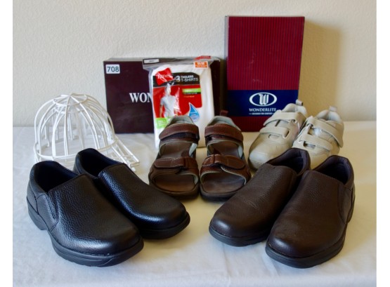 4 Pair Of Men's Shoes, Sz 10, Like New W/Undershirts & Cap Forms