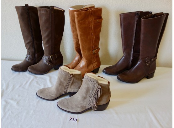4 Pair Of Women's Boots, 6 To 7.5