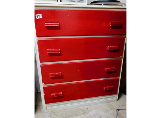 Red & White Vintage Wood Dresser