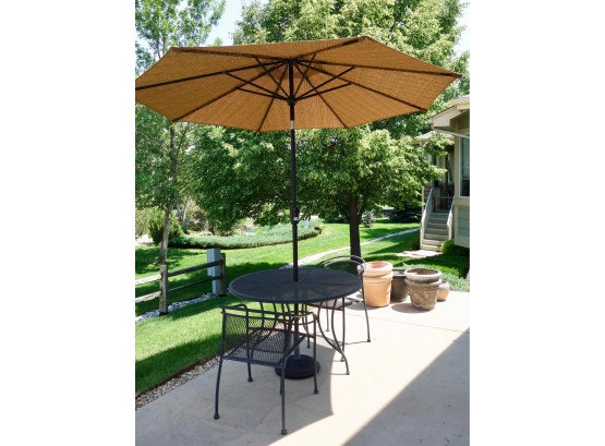 43' Outdoor Table, Chairs, & Umbrella
