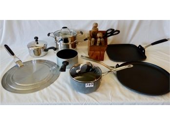 Assorted Cookware & Knives W/Block