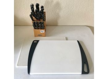 Farberware Knife Set In Block W/Cutting Boards