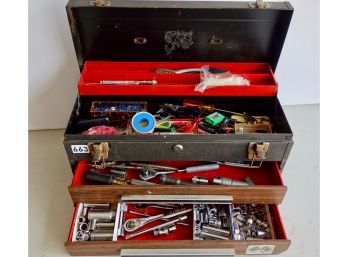 Large Vintage Craftsman Tool Box W/Tools