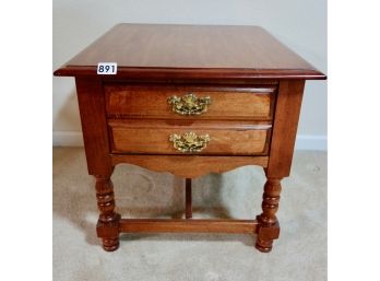 Solid Wood Side Table W/ Drawers
