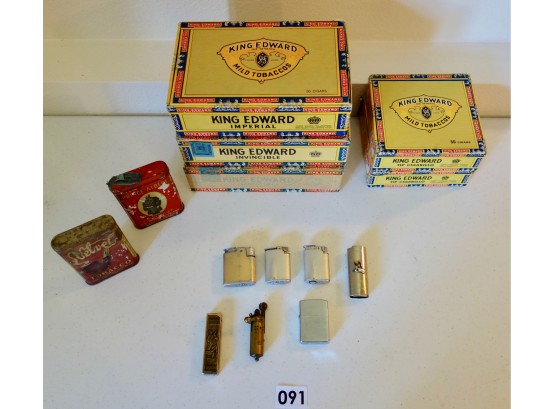 Vintage Cigar Boxes, Tobacco Tins, & Lighters