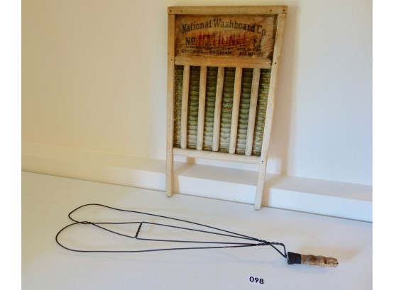 Antique Rug Beater & Washboard
