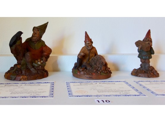 3 Tom Clark Gnomes W/Certificates: Al R. Gee, Ken, & Foster