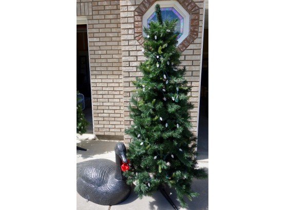 77' Faux Christmas Tree W/Lights & Plastic Goose