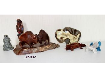 Assorted Figurines Including Zuni Geode Fetish