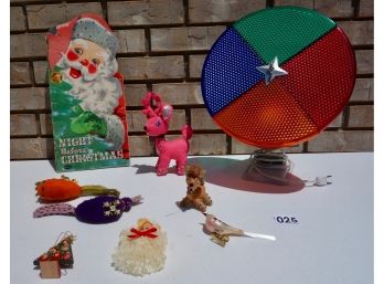 Vintage Christmas Spinning Light, Ornaments, & More