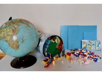 Vintage Building Set, Legos, Inflatable Globe, & Dollhouse Furniture