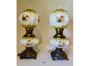 2 Vintage Gone With The Wind Lamps W/Lion's Head Motif
