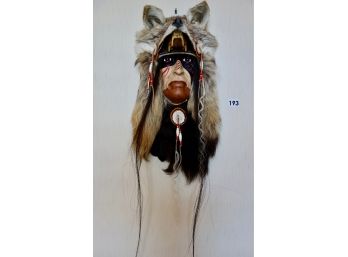 Gorgeous Native American Art'Wolf Hunter'  W/Coyote Head By Super Moon Blackwolf