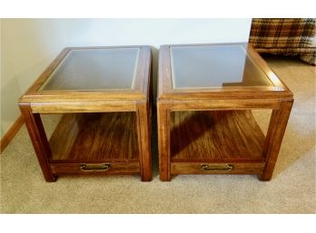 Matching Campaign Style Side Tables By Bassett.