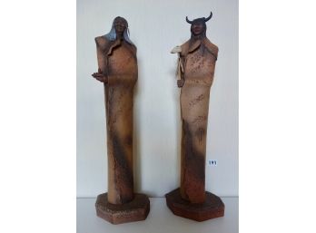 Large Native American Statues, 27.5' High.