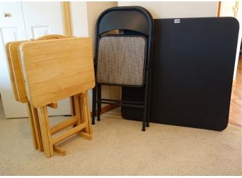Folding Table W/2 Chairs & 4 TV Trays W/Stand