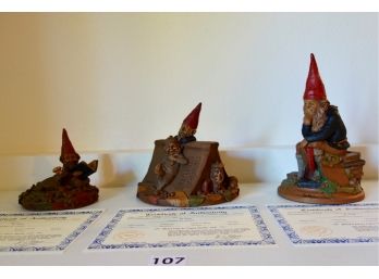 3 Tom Clark Gnomes W/Certificates: DC, Henson, & Oliver, Homes, & Sandra
