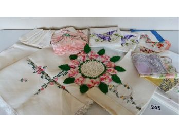 Vintage Embroidered Pillowcases,  Vintage Handkerchiefs