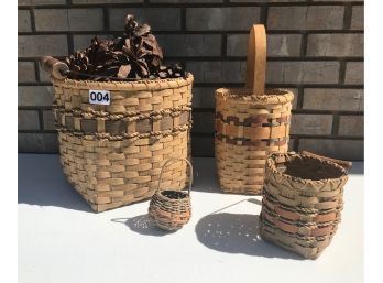 4 Handmade Baskets & Large Pinecones