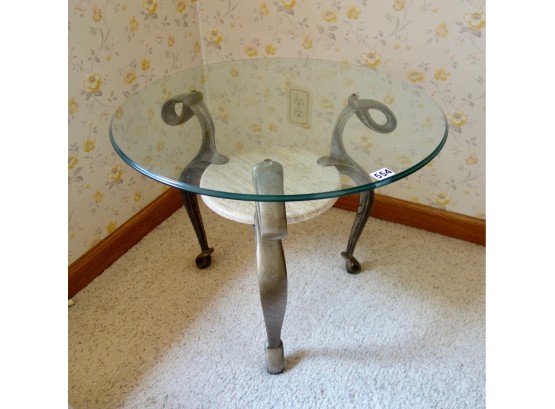 Glass Top & Stone Side Table