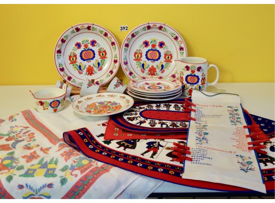 Czechoslovakian Plates, Mugs, Linens, & More